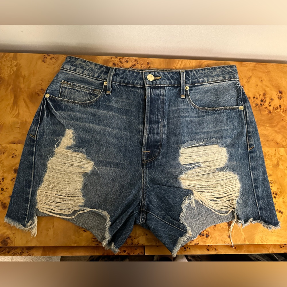 Good American Distressed Jean Cut Off Shorts - Size 8